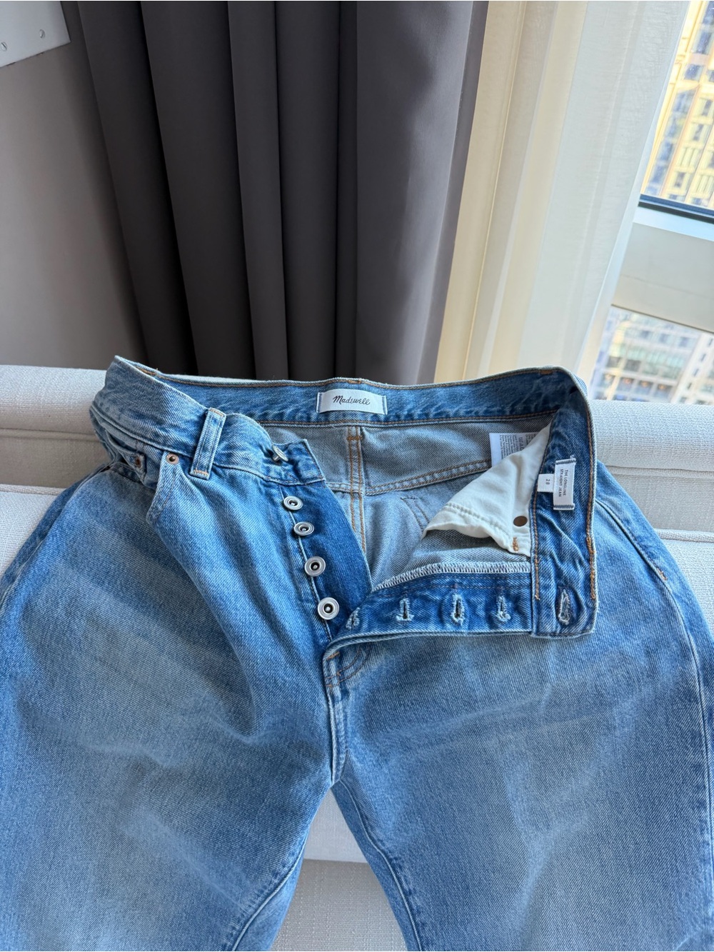 Madewell Light Blue Relaxed Men’s Jeans with Button-Fly